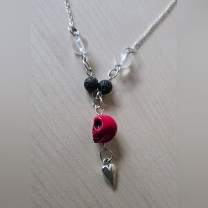Red Skull Pendant Aromatherapy Necklace